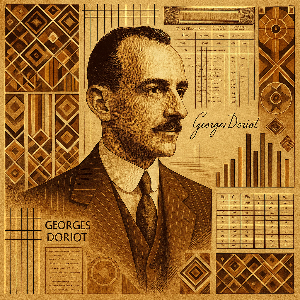 Georges Doriot, stylized, art deco